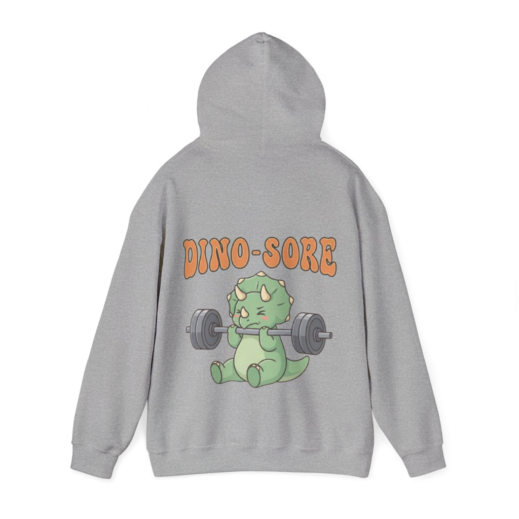 Dino-Sore Adult Hoodie — Cute Triceratops Weightlifting Sweatshirt