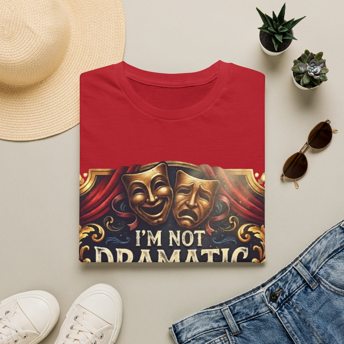 Theatrical Drama Mask Adult T‑Shirt — "I'm Not Dramatic I'm Theatrical" Graphic Tee