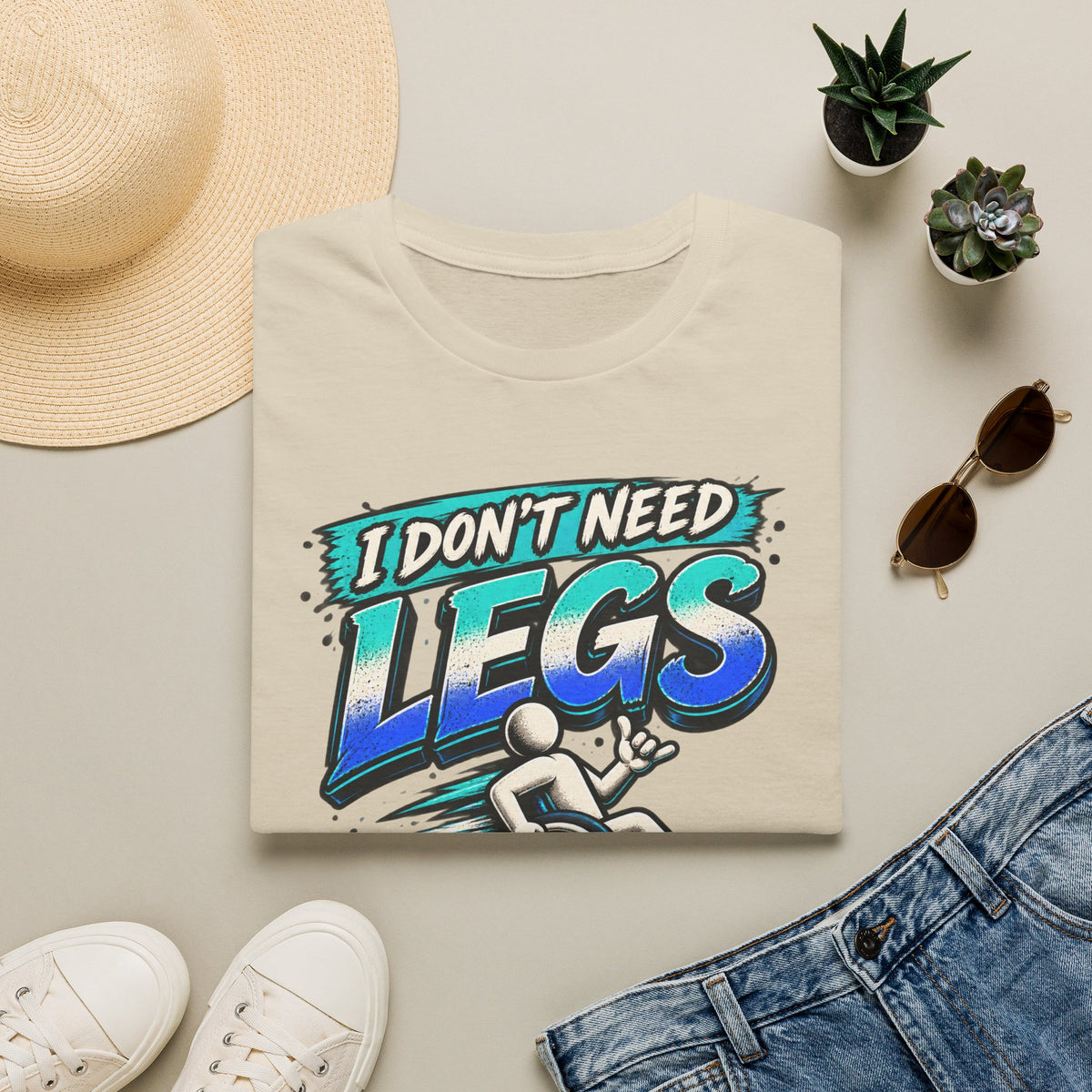 I Don't Need Legs to Kick Your Ass Adult T-Shirt — Funny Wheelchair Disability Pride Tee