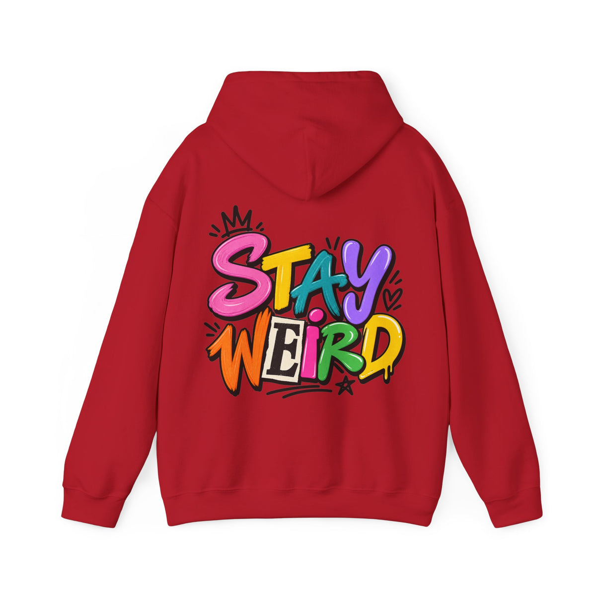 Stay Weird Adult Hoodie – Colorful Graffiti Graphic Hoodie