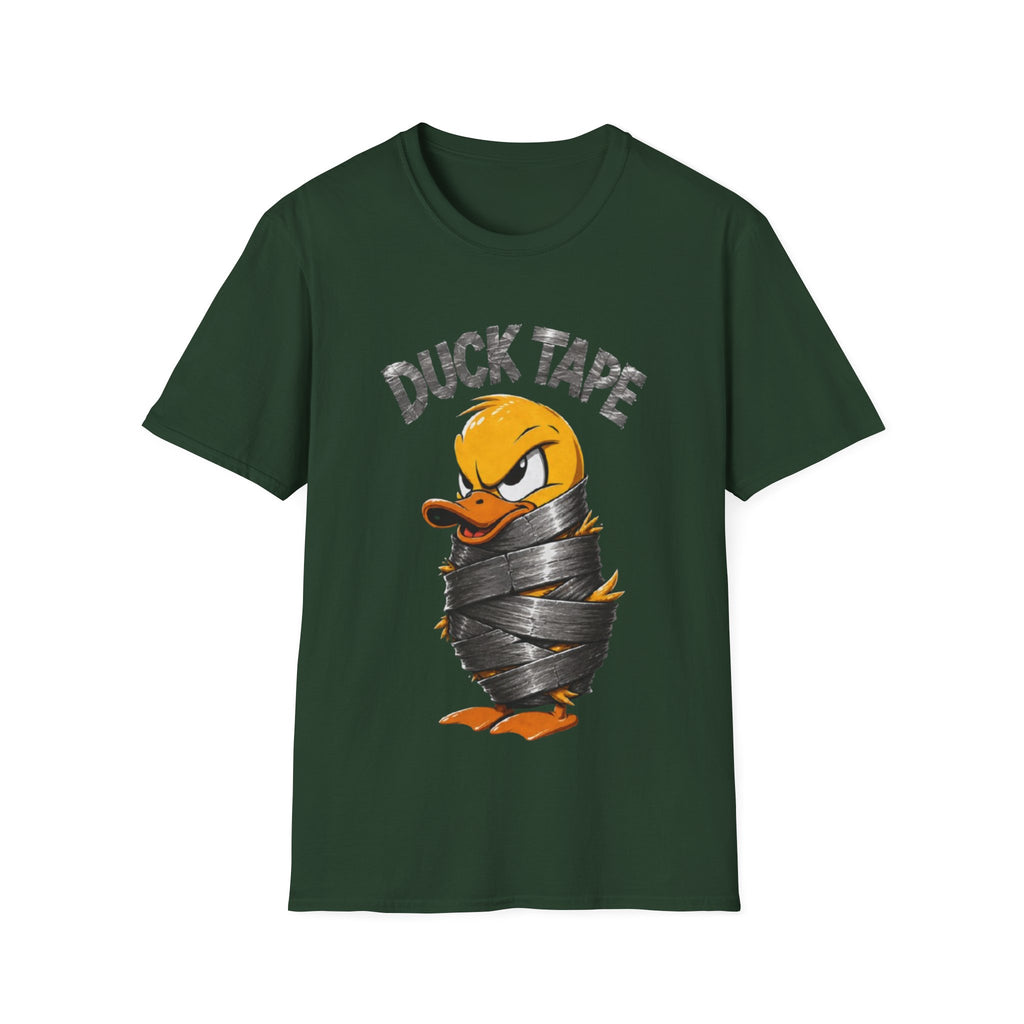 Duck Tape Adult T-Shirt — Funny Angry Duck Wrapped in Duct Tape Graphic Tee