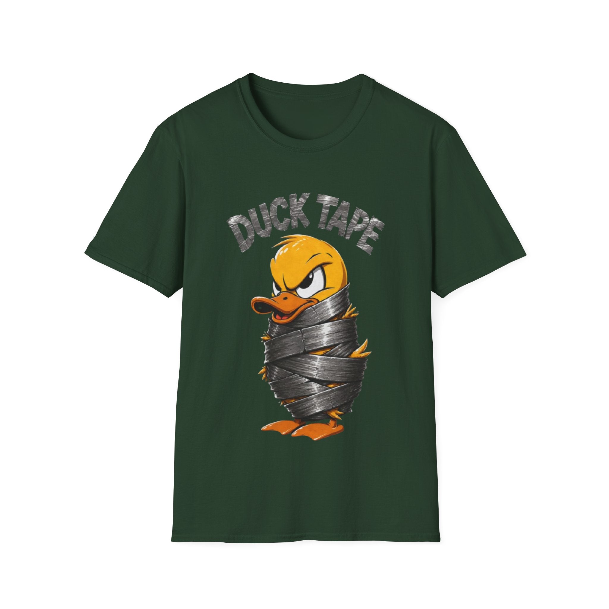 Duck Tape Adult T-Shirt — Funny Angry Duck Wrapped in Duct Tape Graphic Tee