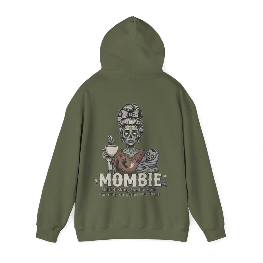 Mombie Adult Hoodie — “Mombie” Funny Coffee & Chaos Mom Sweatshirt