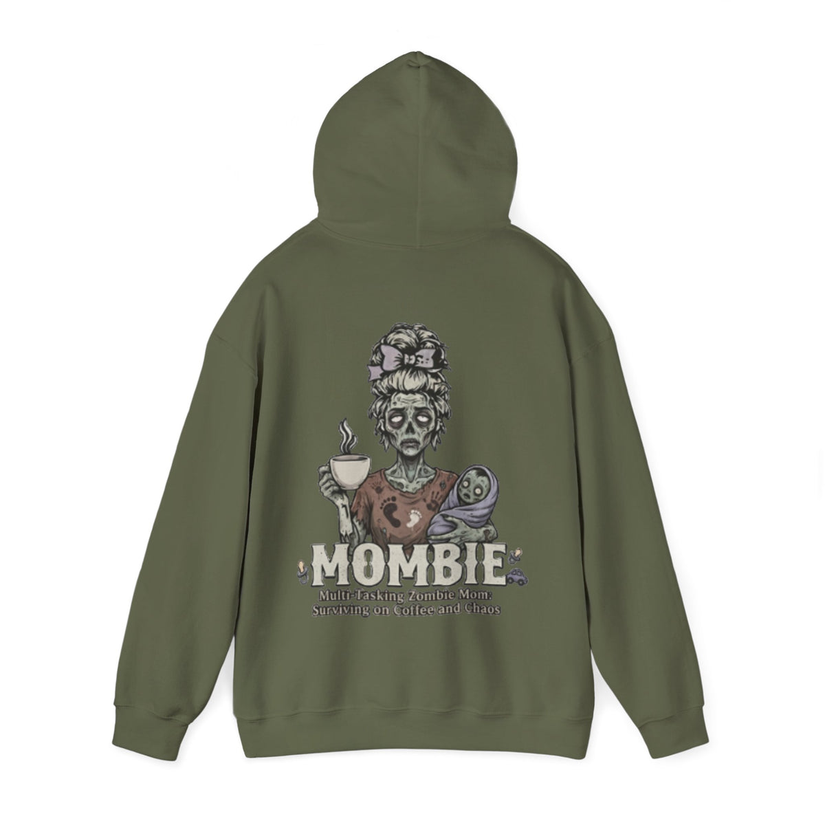 Mombie Adult Hoodie — “Mombie” Funny Coffee & Chaos Mom Sweatshirt