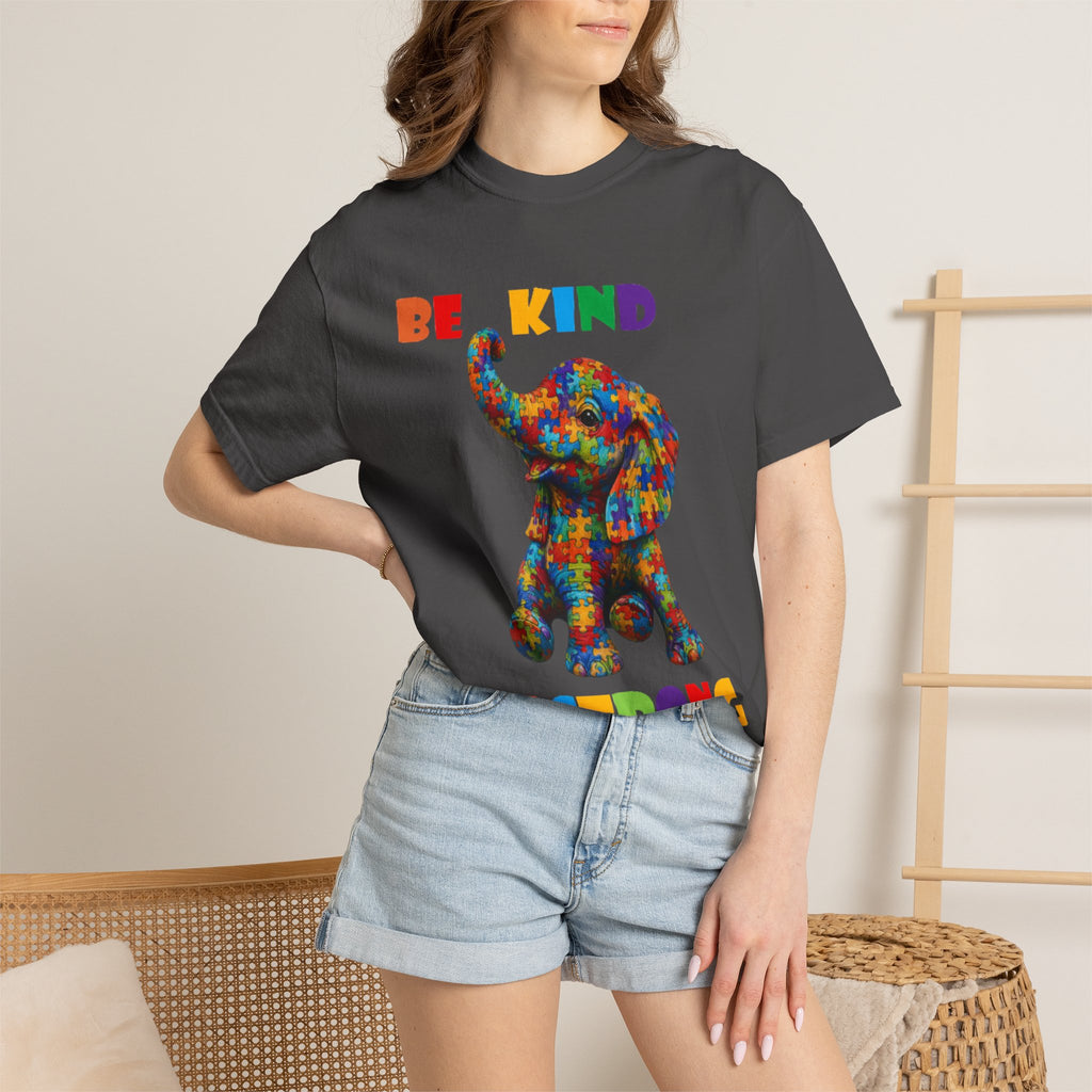 Be Kind Be Strong Elephant T-shirt | Colorful Puzzle Pattern Adult T-Shirt