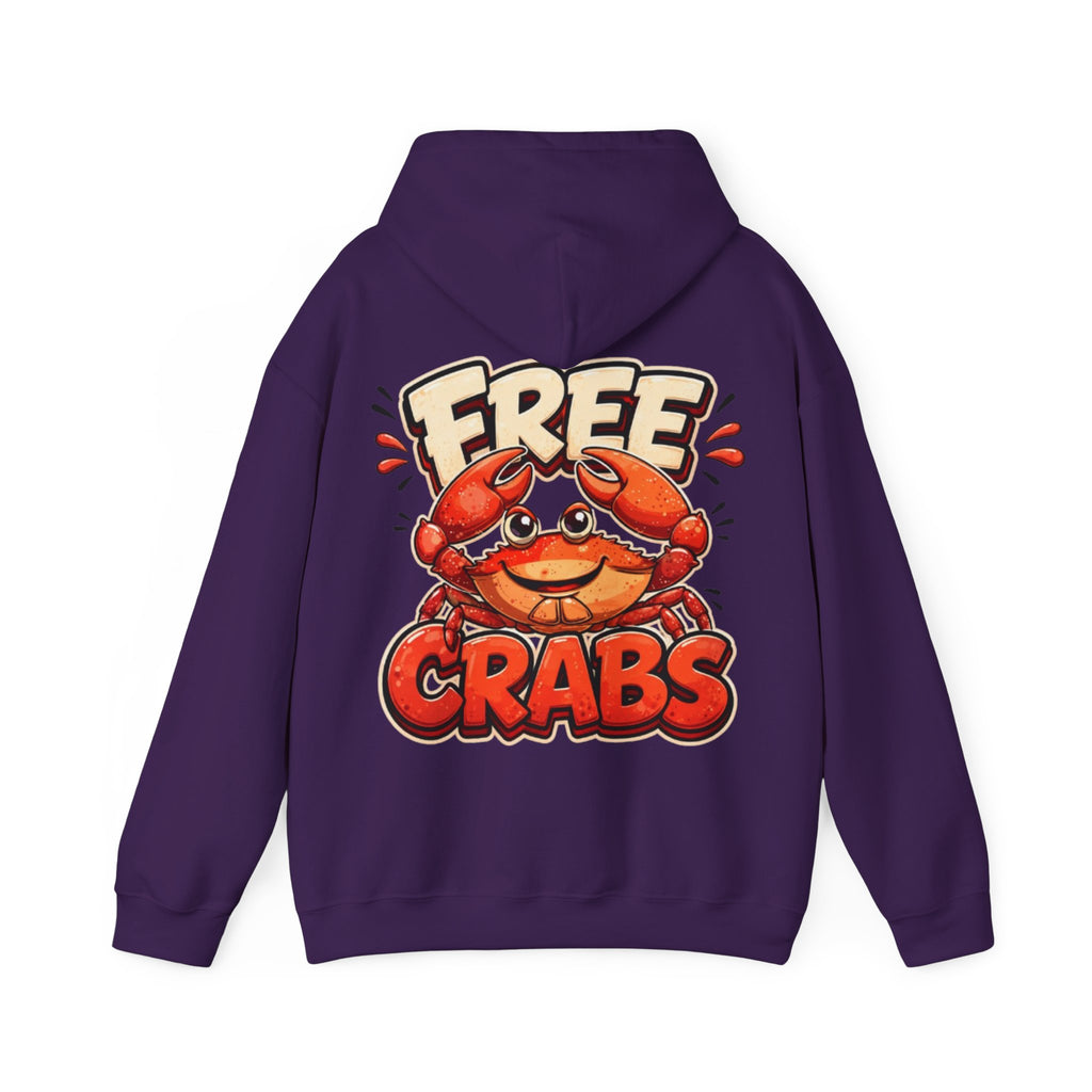 Adult Hoodie — Cute 'Free Crabs' Cartoon Crab Graphic Pullover