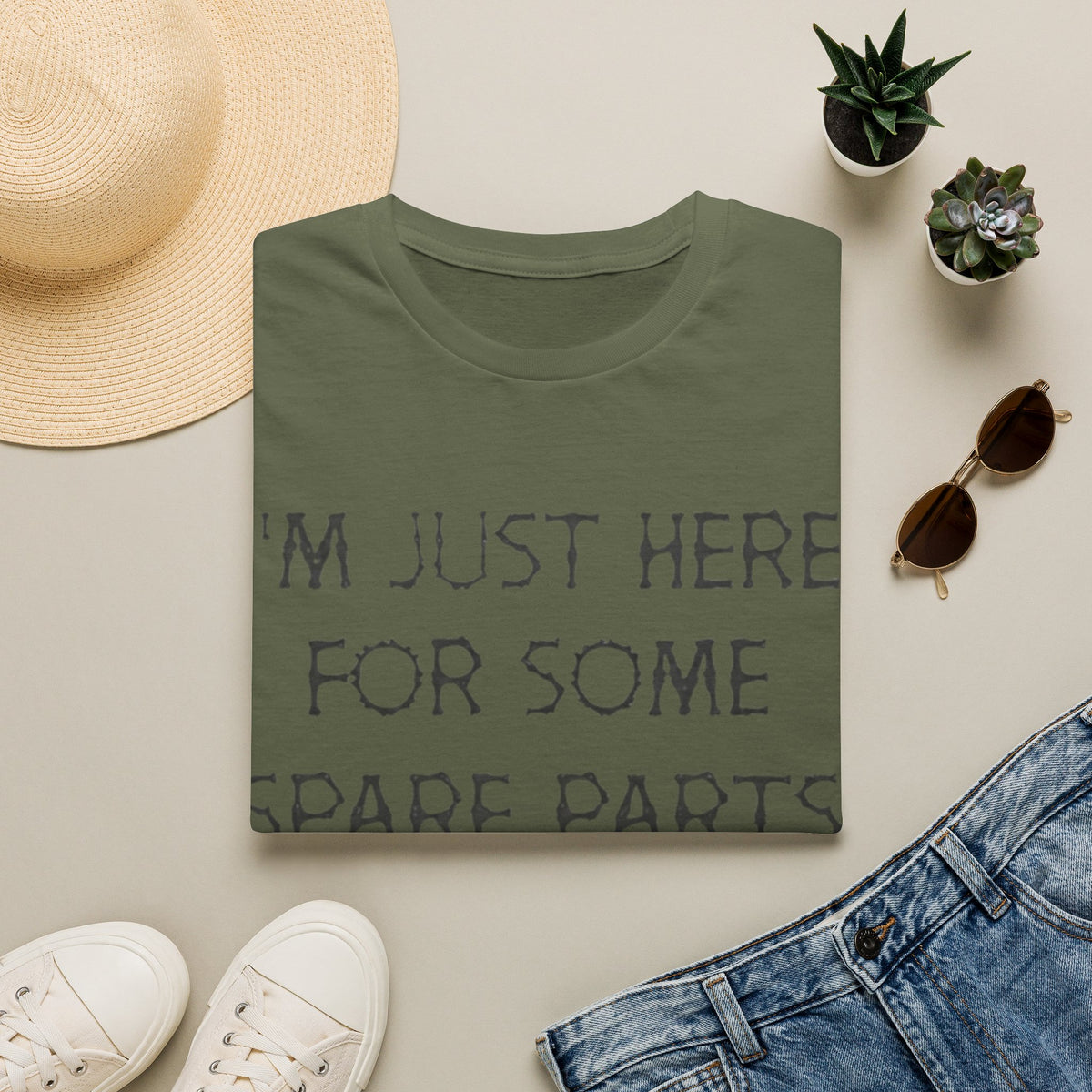 Halloween Pumpkin Jack-o'-Lantern Adult T-Shirt — "I'm Just Here For Some Spare Parts"