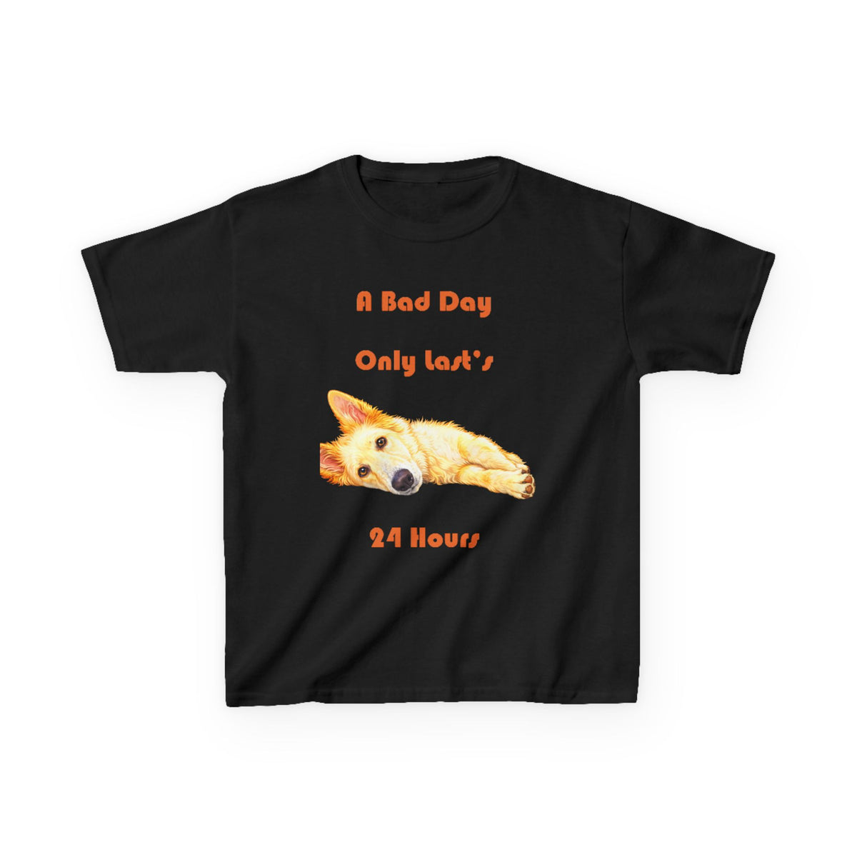 A Bad Day Only Lasts 24 Hours Kids Tee | Cute Corgi Illustration
