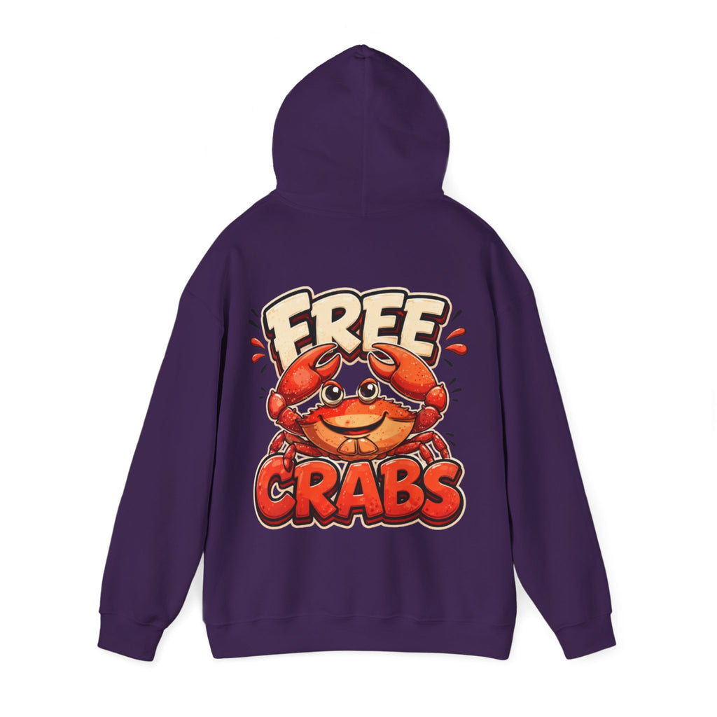 Adult Hoodie — Cute 'Free Crabs' Cartoon Crab Graphic Pullover