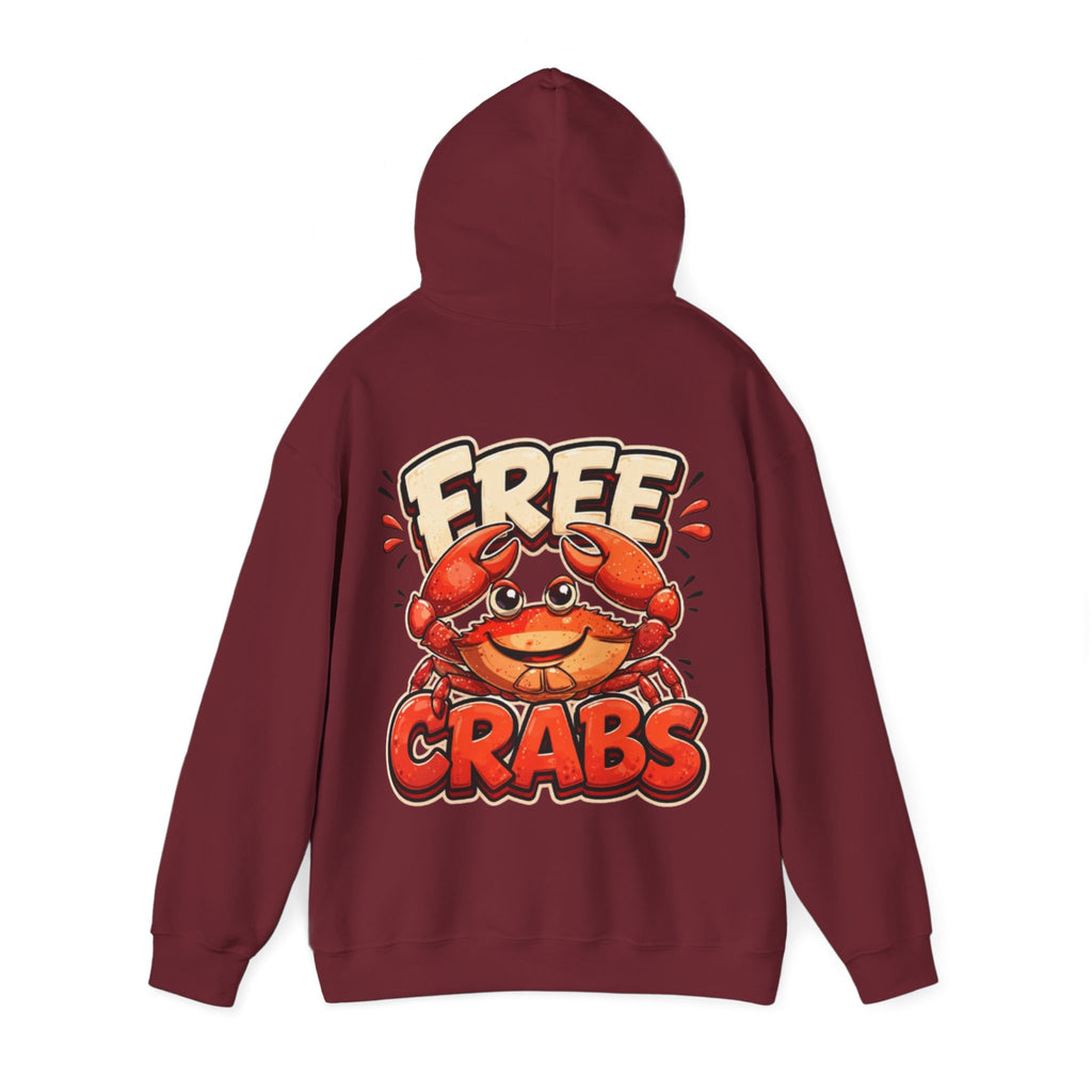 Adult Hoodie — Cute 'Free Crabs' Cartoon Crab Graphic Pullover