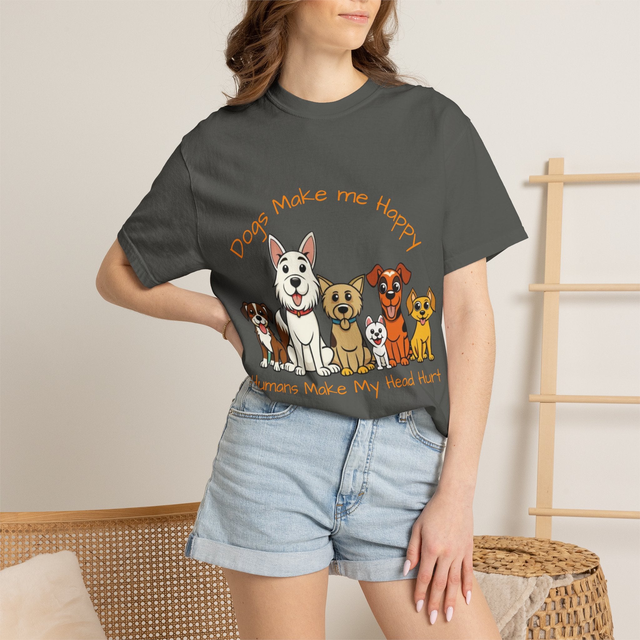 Dog Lover Tee — "Dogs Make Me Happy, Humans Make My Head Hurt" Graphic Adult T-Shirt