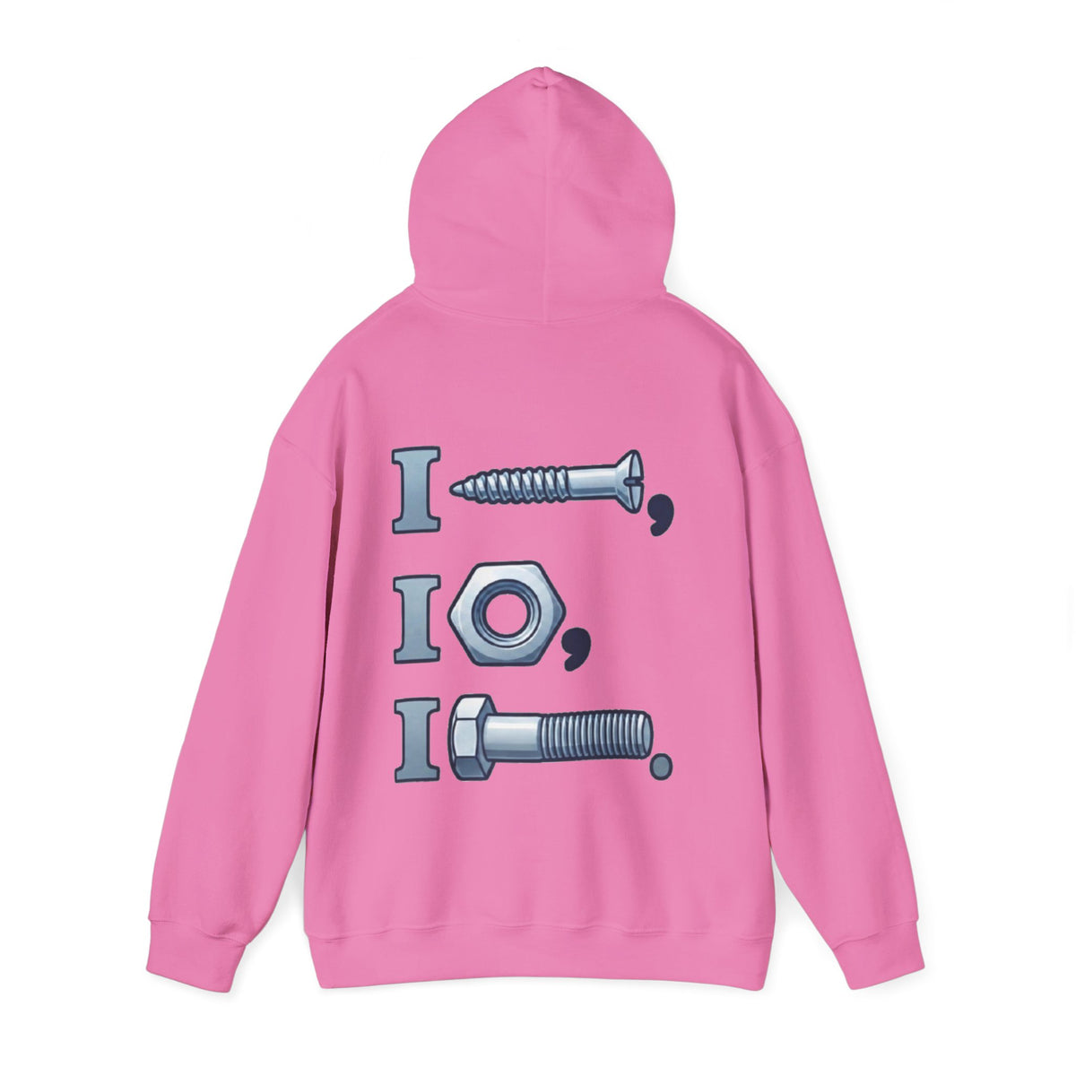 Screw, Nut, Bolt Adult Hoodie — Mechanical Pun Graphic Hooded Sweatshirt