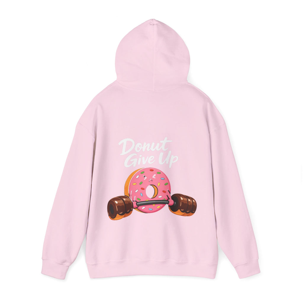 Donut Give Up Adult Hoodie — Funny Fitness Donut Graphic Sweatshirt