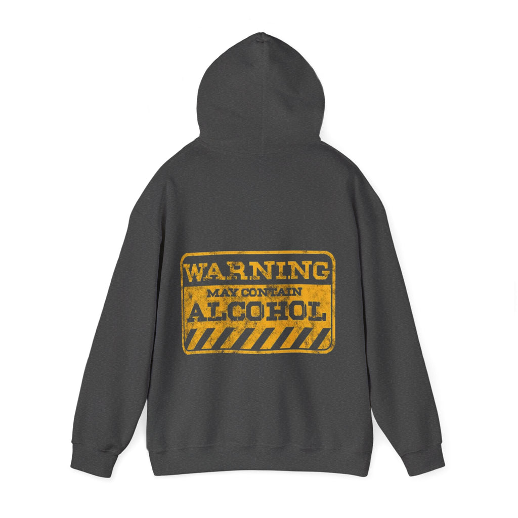 Warning May Contain Alcohol Adult Hoodie — Funny Bar & Party Drinking Sweatshirt