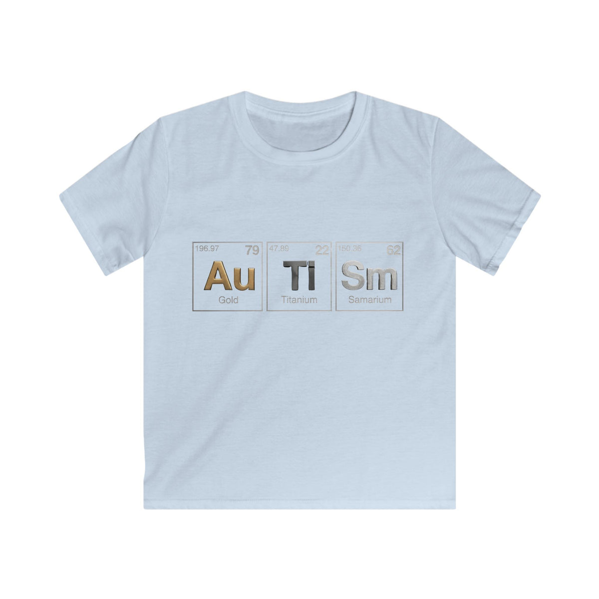 Kids T-shirt — 'Au Ti Sm' Periodic Table Design | Cute Autism Awareness Shirt for Children