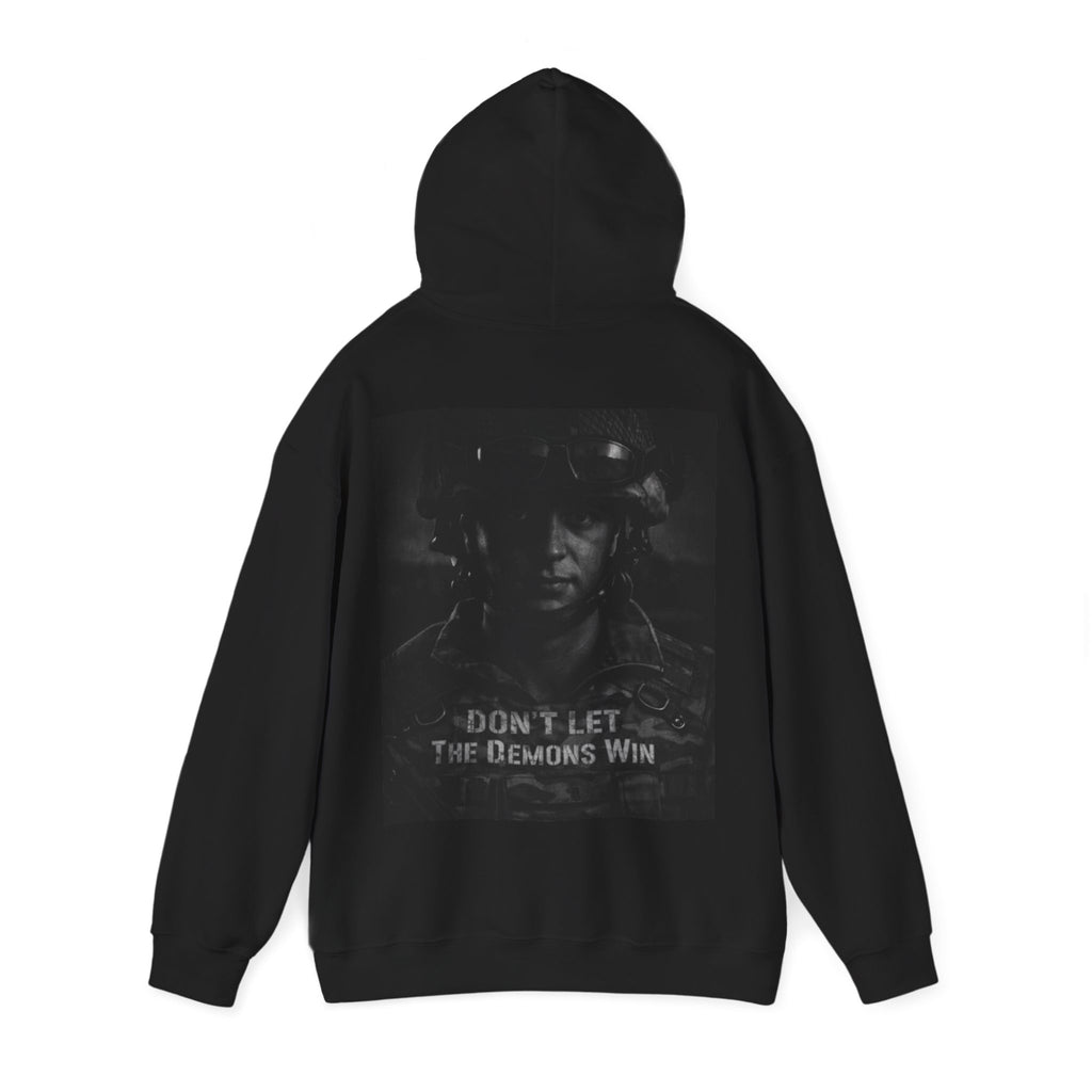 Adult Hoodie — 'Don't Let The Demons Win' Military Soldier Graphic Hoodie