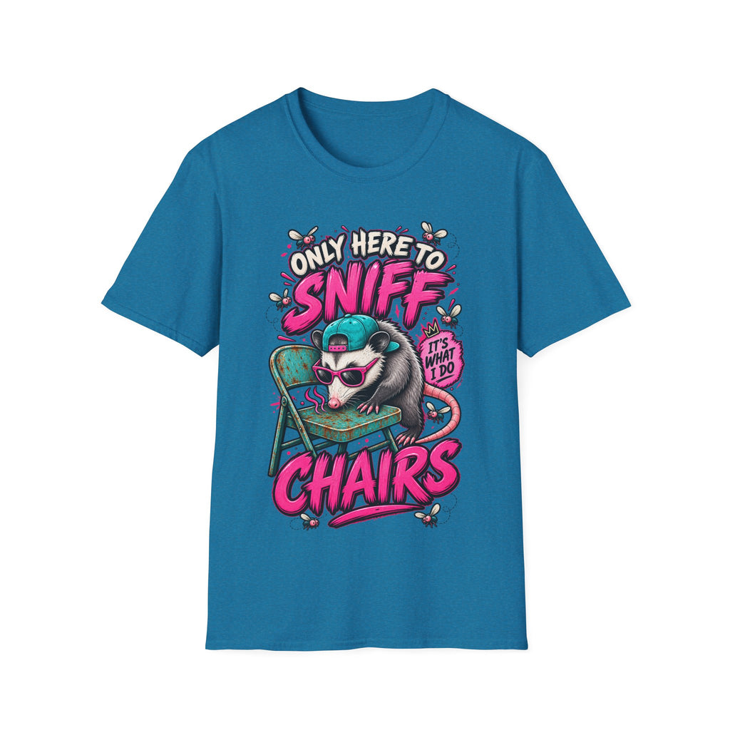 Adult T-Shirt — "Only Here to Sniff Chairs" Cute Ferret Graphic Tee
