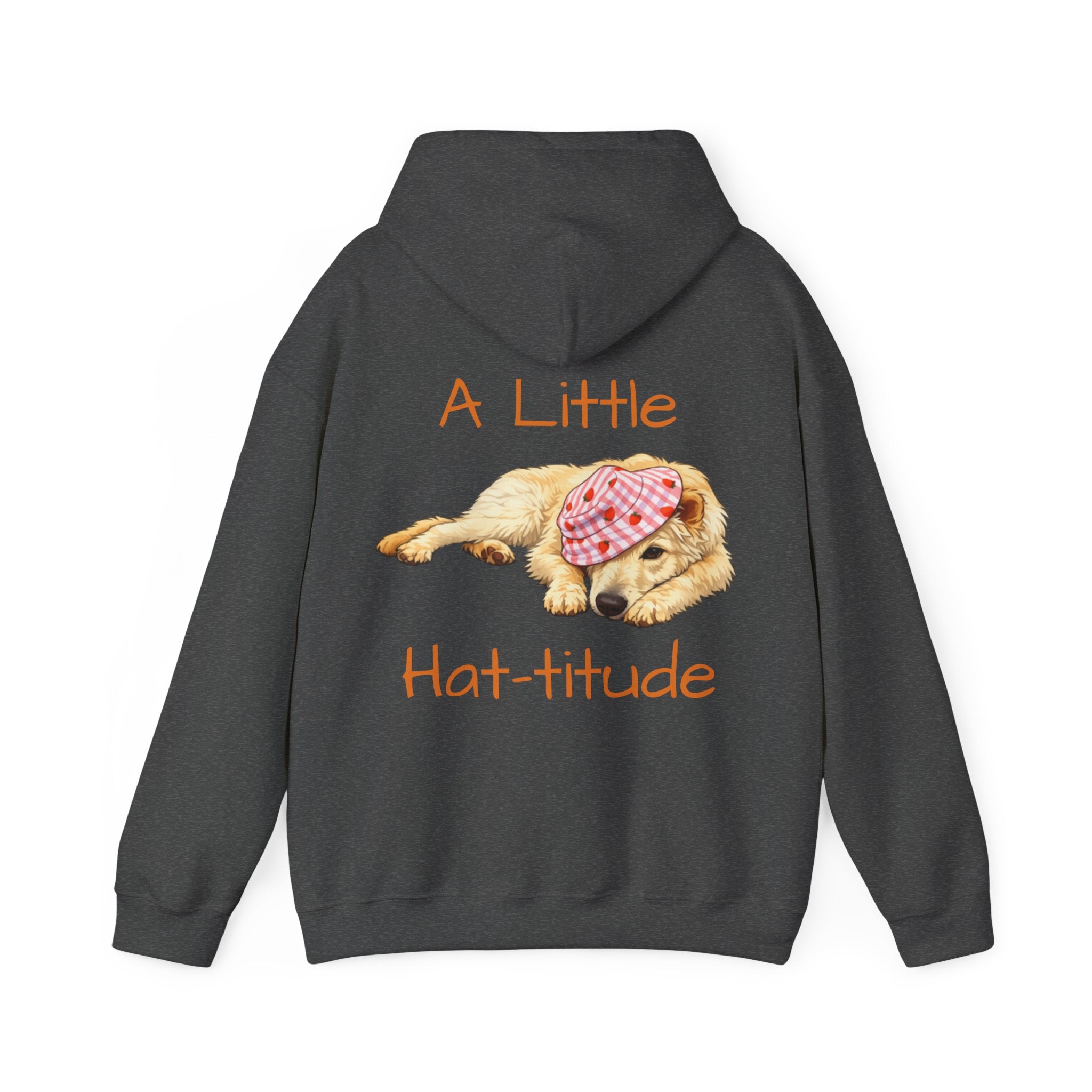 A Little Hat-Titude Puppy Illustration Adult Hoodie | Cute Dog Paw Chest Print