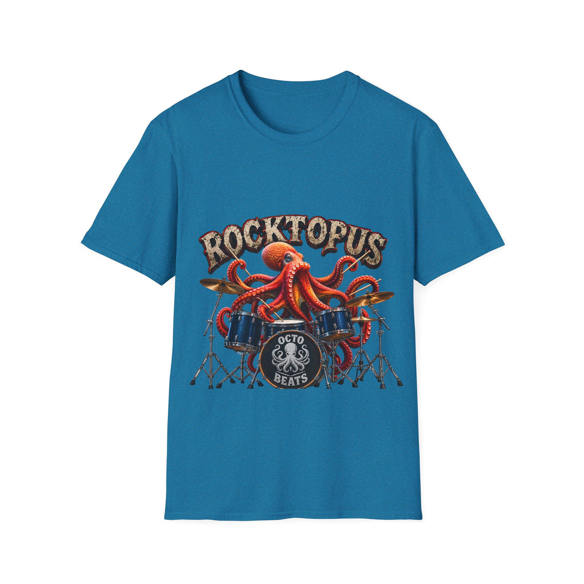 Rocktopus Drummer Adult T-Shirt — Octopus Band Vintage Rock Tee