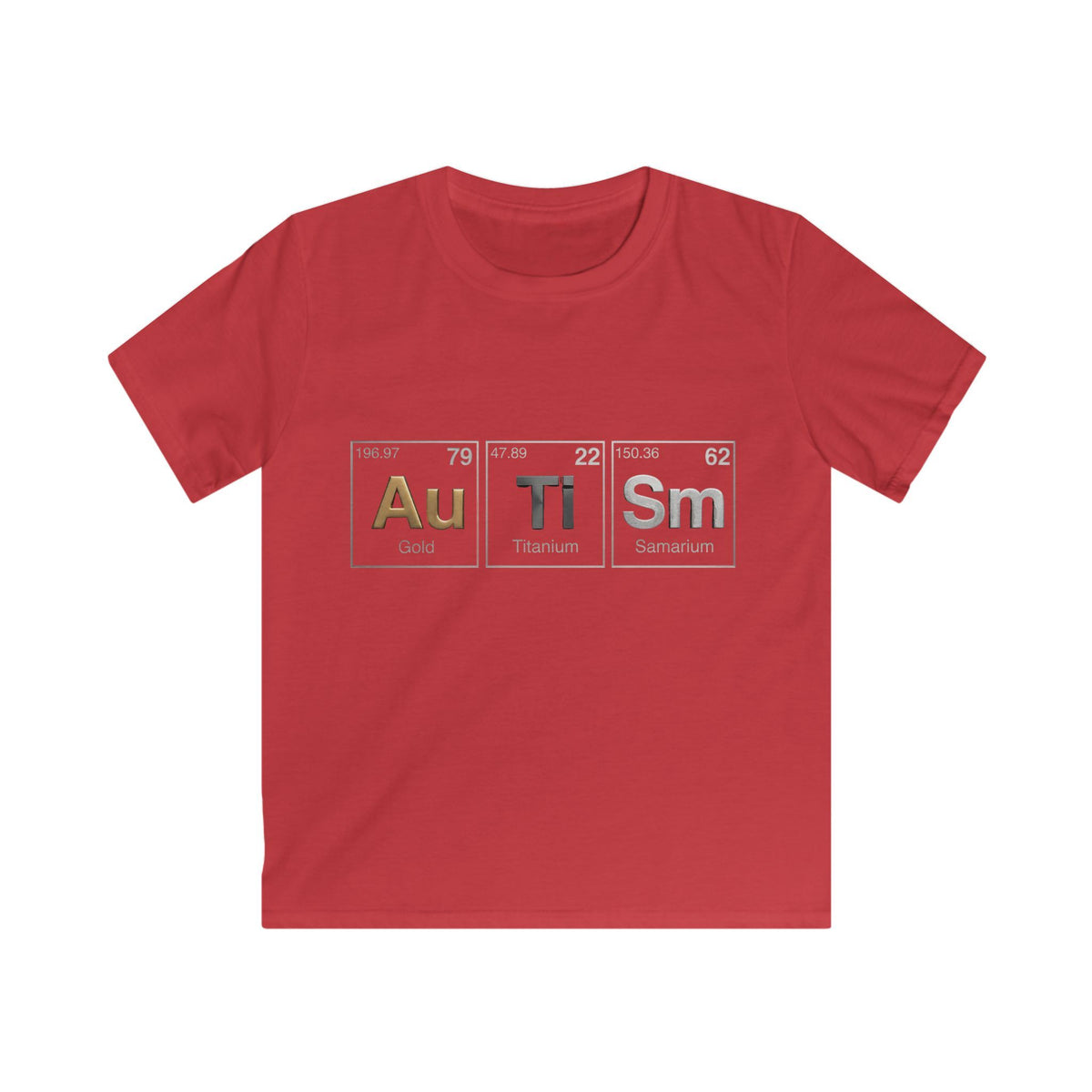 Kids T-shirt — 'Au Ti Sm' Periodic Table Design | Cute Autism Awareness Shirt for Children