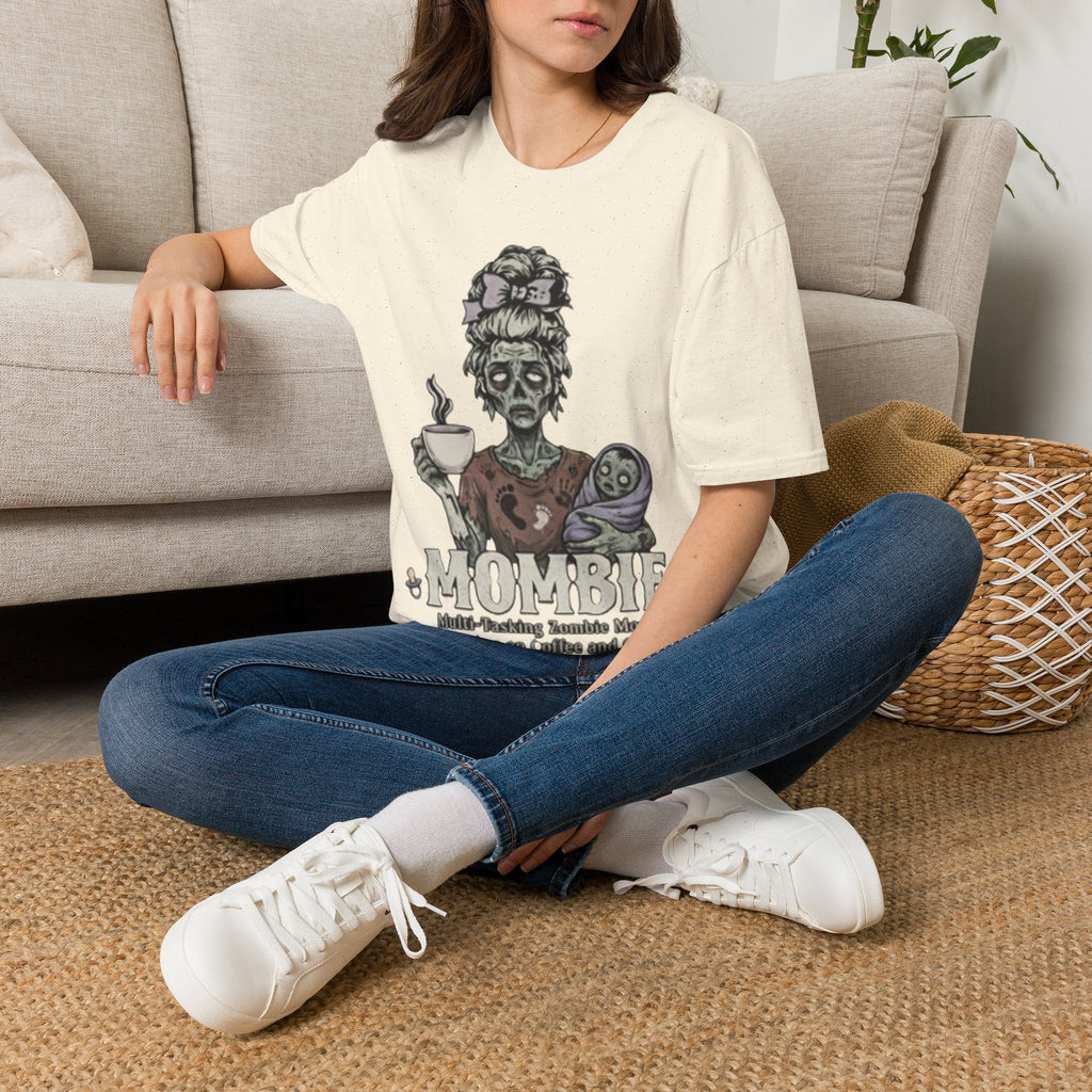 Mombie Adult T-Shirt – Funny Zombie Coffee Tee for Halloween & Horror Fans
