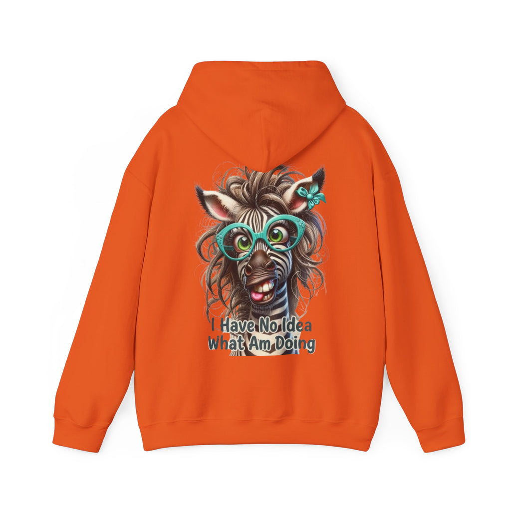 Funny Zebra Adult Hoodie — 'I Have No Idea What I Am Doing' Graphic Pullover