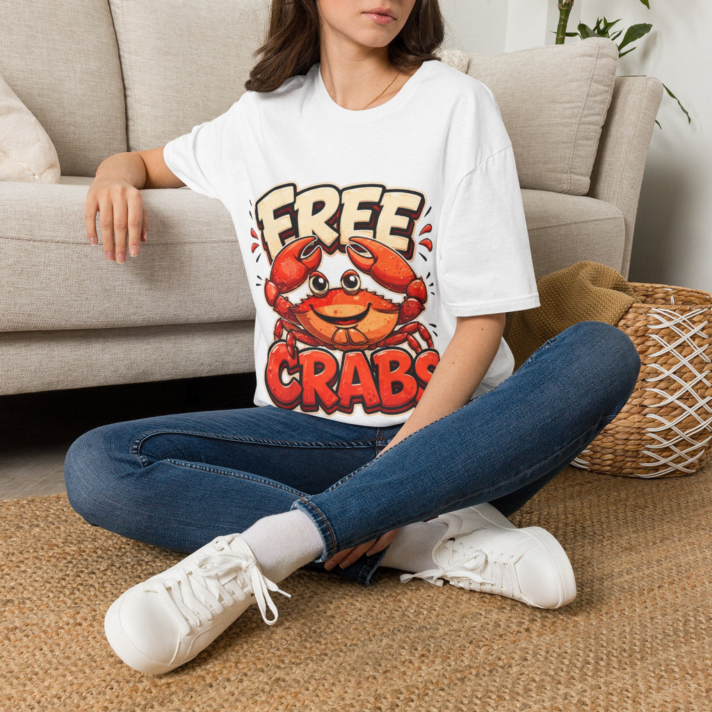 Free Crabs Adult T-Shirt — Funny Seafood Beach Graphic Tee