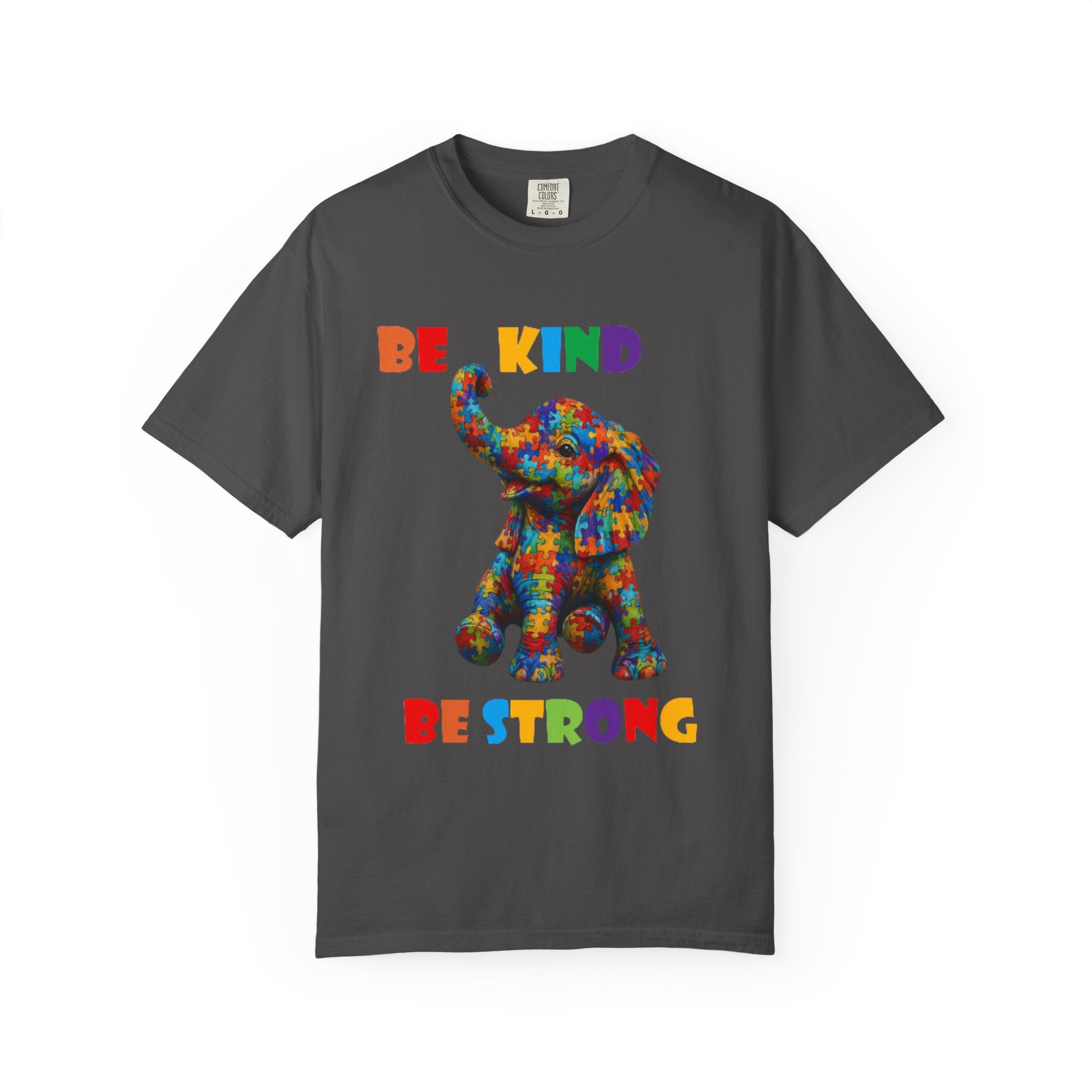 Be Kind Be Strong Elephant T-shirt | Colorful Puzzle Pattern Adult T-Shirt