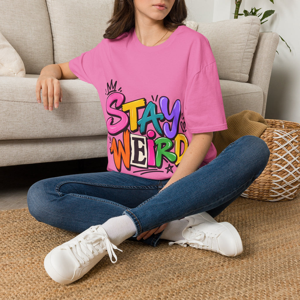 Stay Weird Adult T-Shirt — Colorful Graffiti Graphic Tee