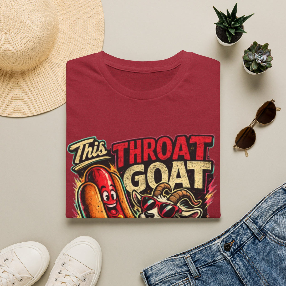 This Throat Goat Adult T-Shirt — Retro Hot Dog Graphic Tee