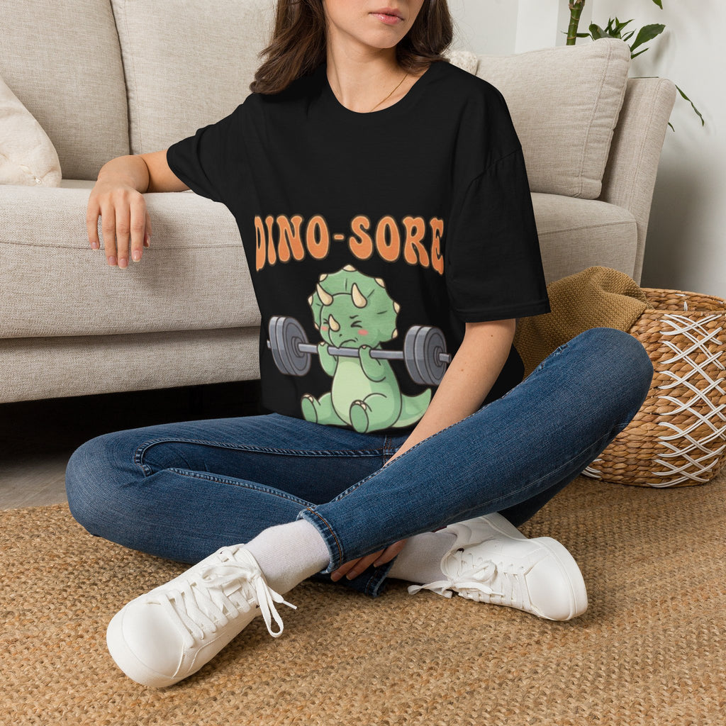 Dino-Sore Adult T-Shirt — Cute Workout Dinosaur Fitness Tee