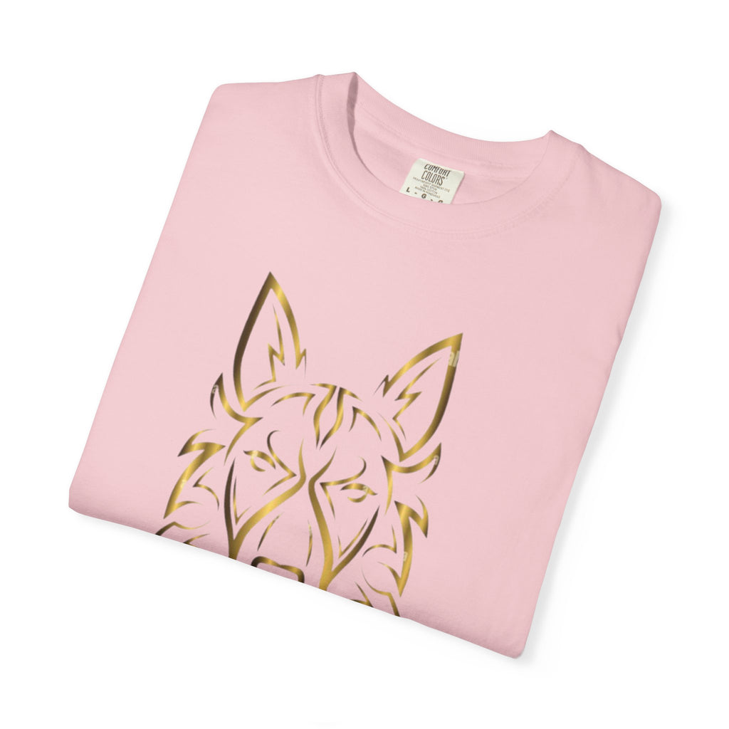 The Angel Wolf Adult T-Shirt — Gold Line Art Graphic Tee