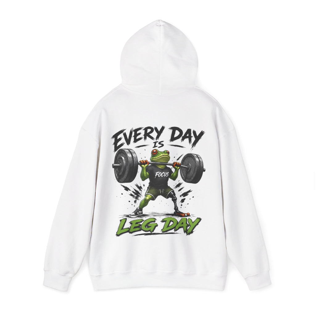 Adult Hoodie - "Every Day Is Leg Day" Frog Weightlifting Gym Hoodie