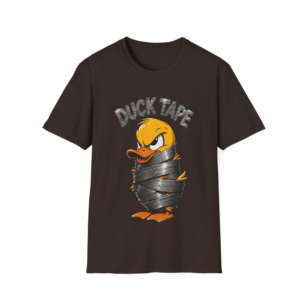 Duck Tape Adult T-Shirt — Funny Angry Duck Wrapped in Duct Tape Graphic Tee