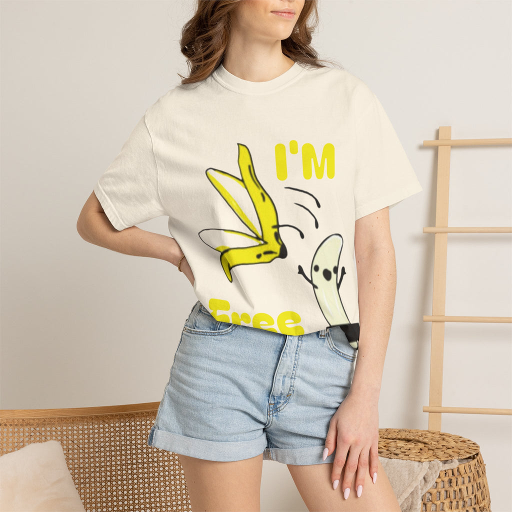 Banana Skateboard Adult T-Shirt — "I’m Free" Cute Skateboarding Banana Graphic Tee