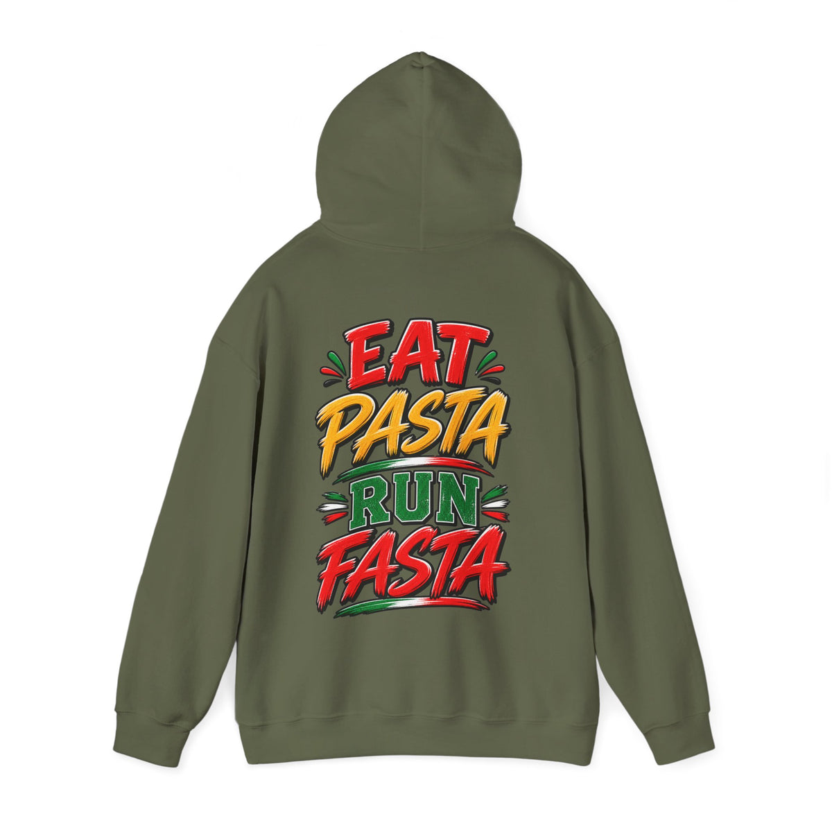 Adult Hoodie — "Eat Pasta Run Fasta" Graphic Pullover