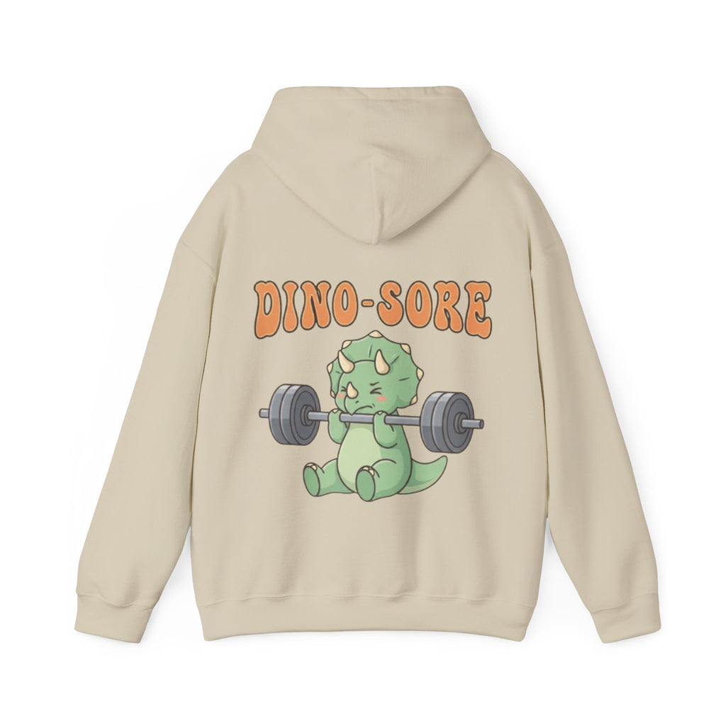 Dino-Sore Adult Hoodie — Cute Triceratops Weightlifting Sweatshirt