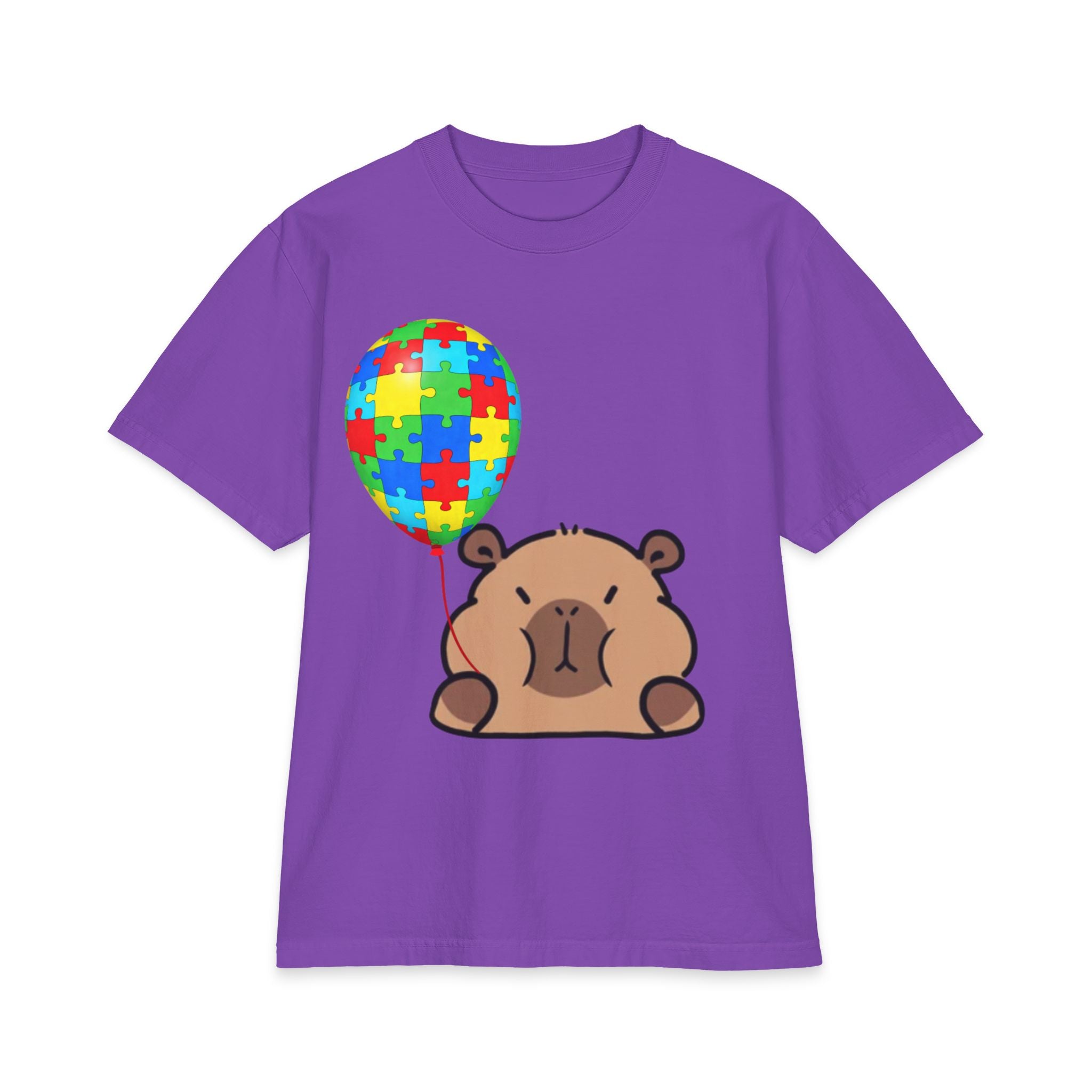 Bear with Puzzle Balloon Adult T-Shirt | Autism Awareness, Cute Cartoon Tee