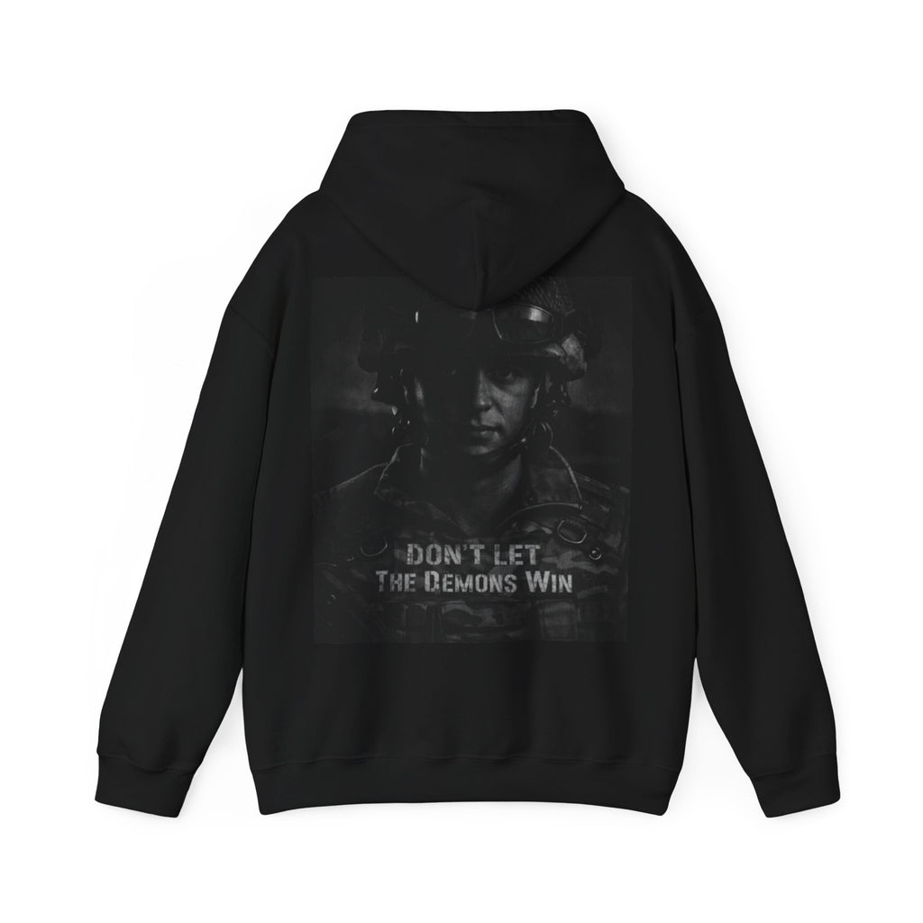 Adult Hoodie — 'Don't Let The Demons Win' Military Soldier Graphic Hoodie