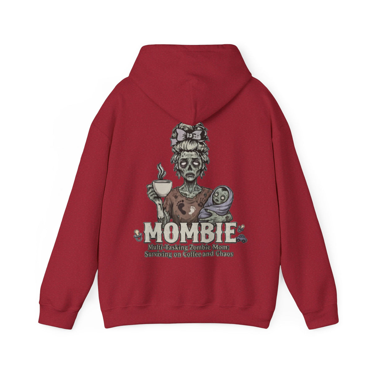 Mombie Adult Hoodie — “Mombie” Funny Coffee & Chaos Mom Sweatshirt