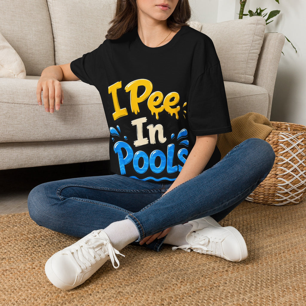 Funny "I Pee in Pools" Adult T-Shirt — Humorous Summer Pool Party Tee