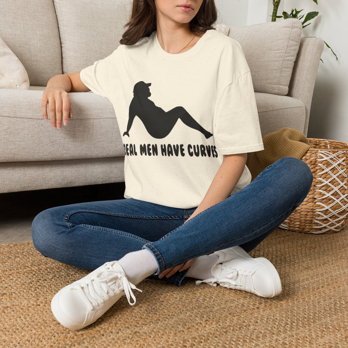 Curvy Silhouette Adult T-Shirt — "Real Men Have Curves" Graphic Tee