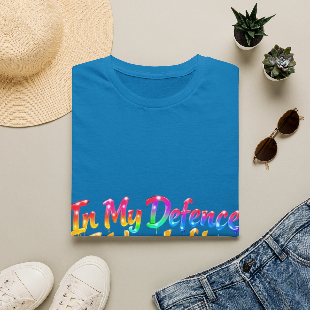 In My Defense I Was Left Unsupervised Adult T-Shirt – Funny Rainbow Casual Tee for Women & Men