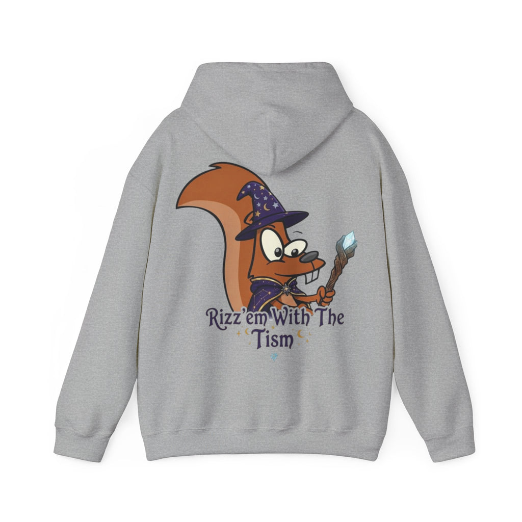 Wizard Beaver Adult Hoodie — "Rizz 'em With The Tism" Cute Magical Graphic Sweatshirt