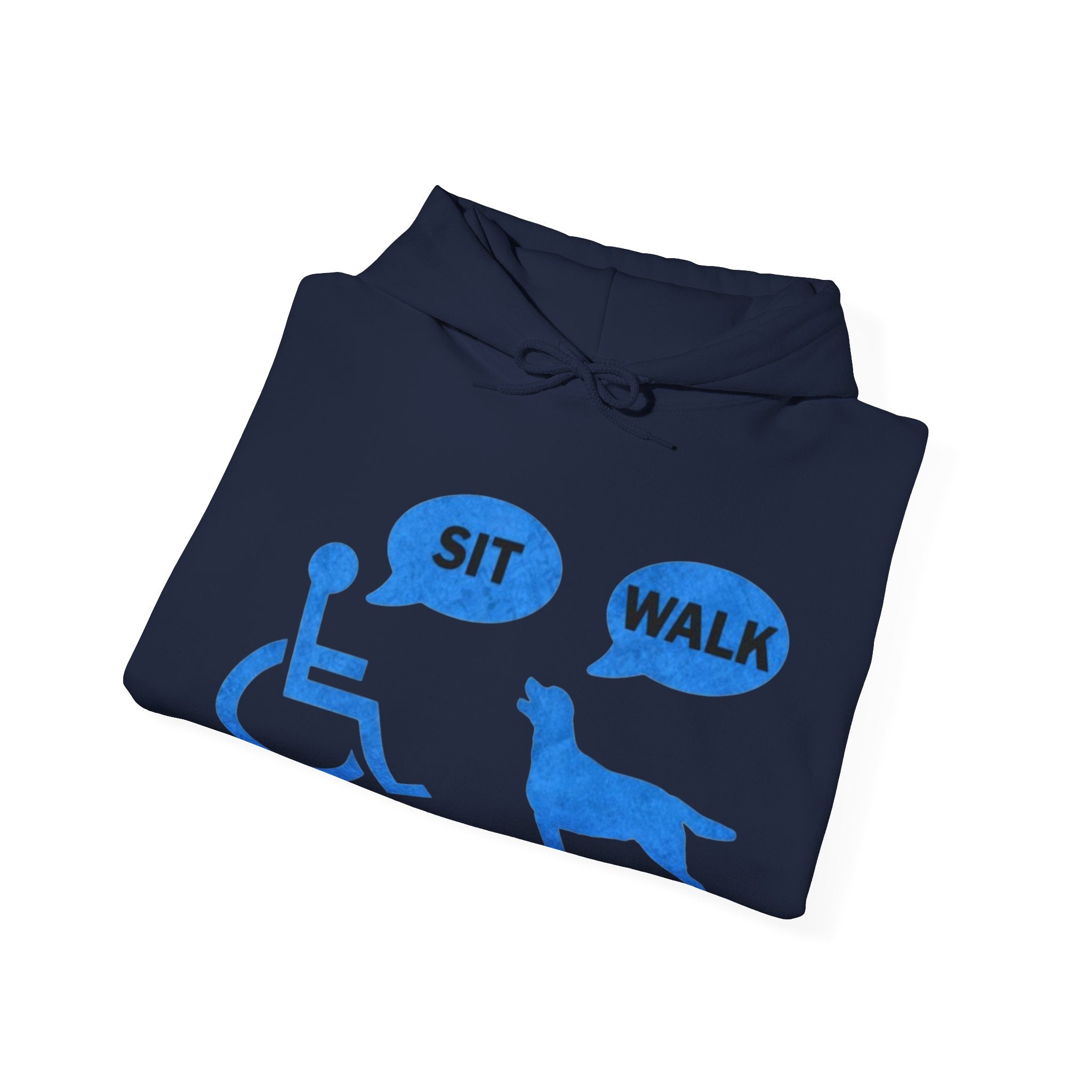 Hoodie - Wheelchair & Dog Speech Bubbles “SIT / WALK” Rescue Pet Support Sweatshirt
