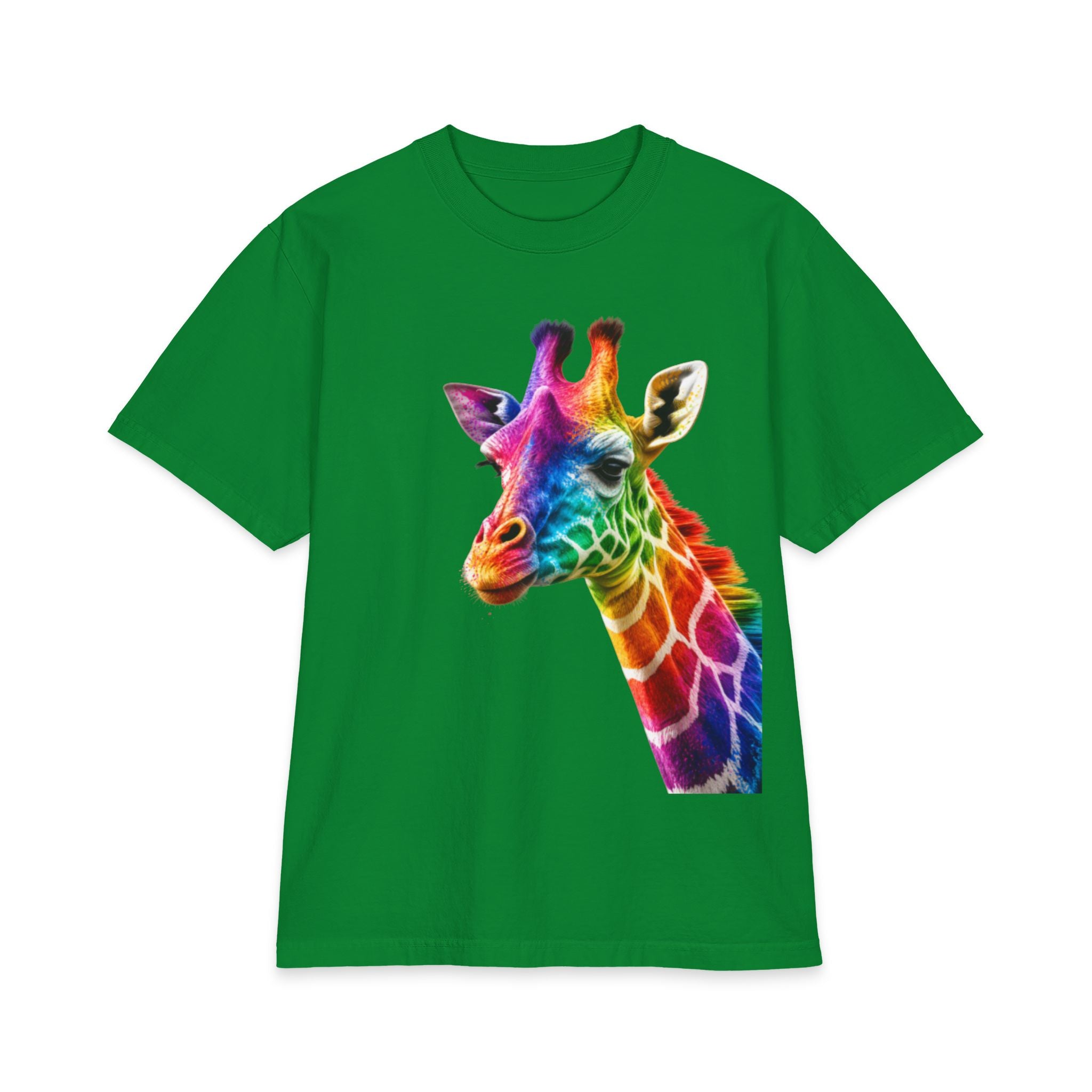 Rainbow Watercolor Giraffe Adults T-Shirt | Colorful Animal Print Tee