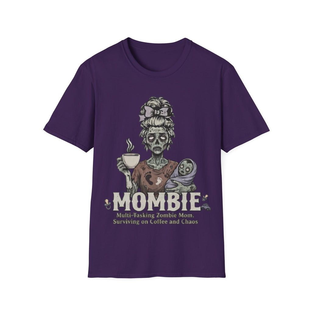 Mombie Adult T-Shirt – Funny Zombie Coffee Tee for Halloween & Horror Fans