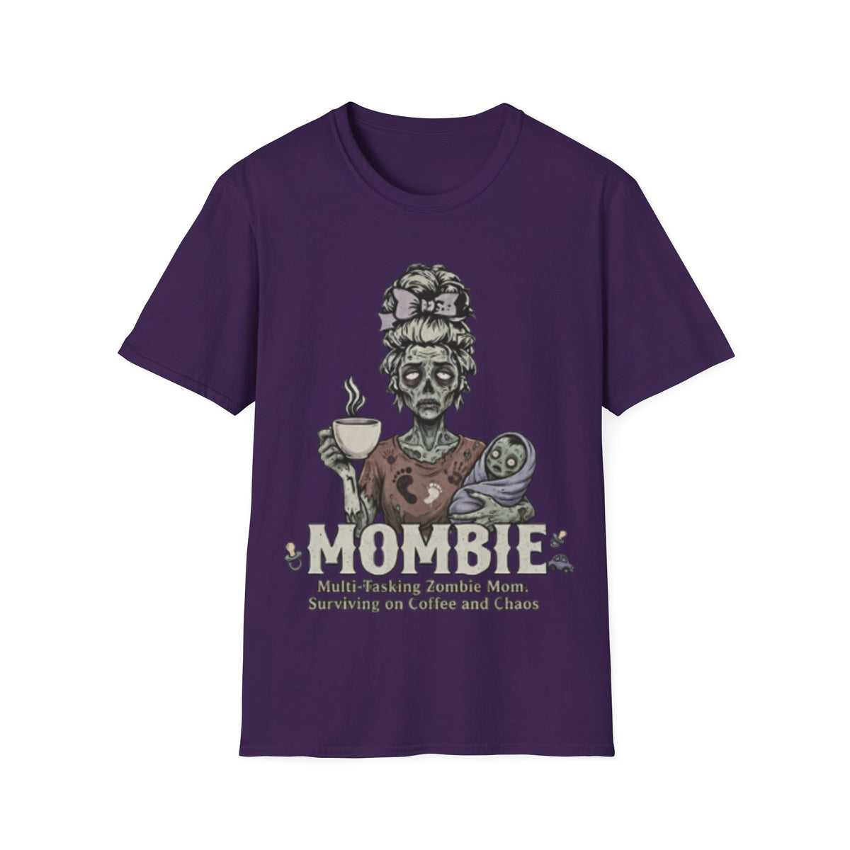 Mombie Adult T-Shirt – Funny Zombie Coffee Tee for Halloween & Horror Fans