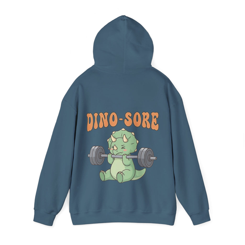 Dino-Sore Adult Hoodie — Cute Triceratops Weightlifting Sweatshirt