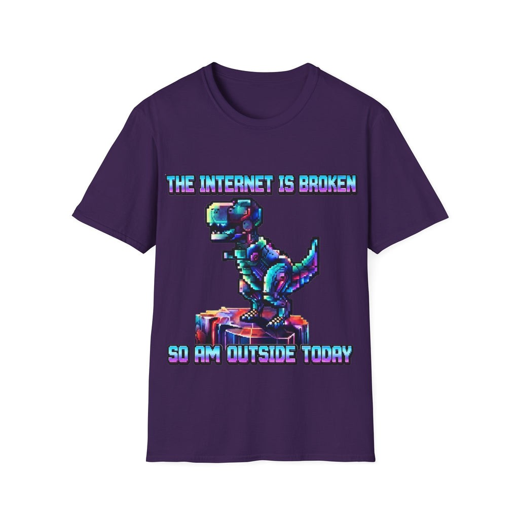 Internet Is Broke Adult  T-Shirt — Retro Pixel Dino "So Am I" Graphic Tee